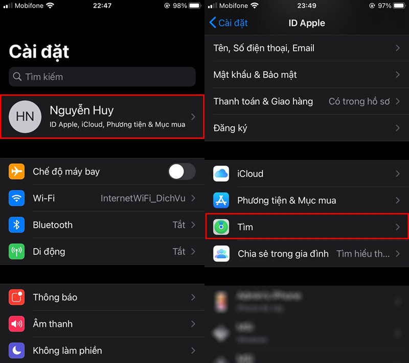 Cách khoá iCloud bằng Tìm iPhone